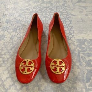 Tory Burch red leather flats